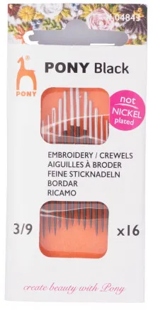 Pony Black Sticknadeln Gr. 3/9 - 16 Stk.