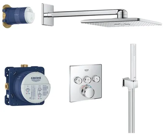Grohe Grohtherm SmartControl-Duschset mit Rainshower SmartActive 310 Cube, Chrom