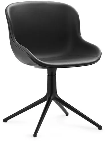 Normann Copenhagen Hyg Drehstuhl Gepolstert Schwarzes Aluminium/Schwarzes Leder in 41599