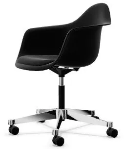 Vitra Eames Plastic PACC Bürostuhl mit gepolstertem Sitz und Drehfunktion Schwarz/Tiefschwarz