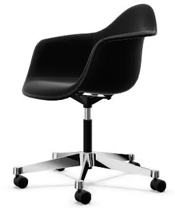 Vitra Eames Plastic PACC Bürostuhl mit Drehfunktion, vollständig gepolstert Schwarz/Hopsak F60