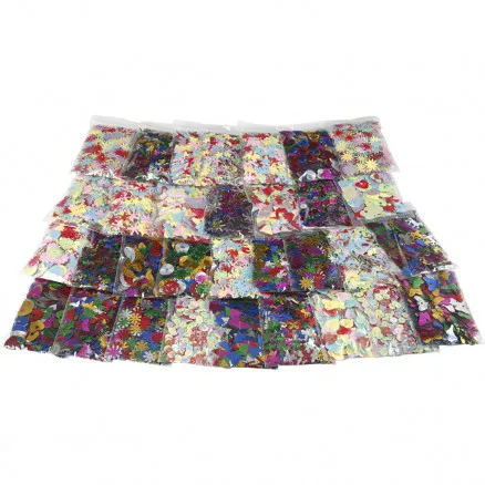 Multi-Paillettenmix, sortierte Farben, Größe 7–30 mm, 25 g/32 Stk.