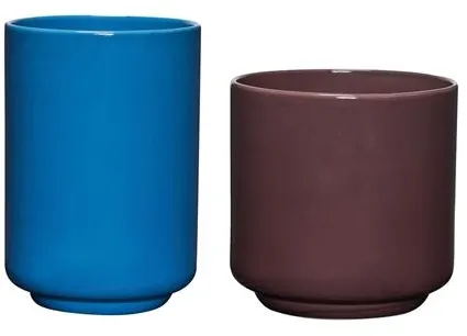 Hübsch Deux Blumentopf-Set 2er-Set Rotbraun/Blau