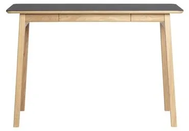 Magnus Olesen Freya Schreibtisch Massivholz Eiche Lackiert/Schwarzes Linoleum 4023 Forbo